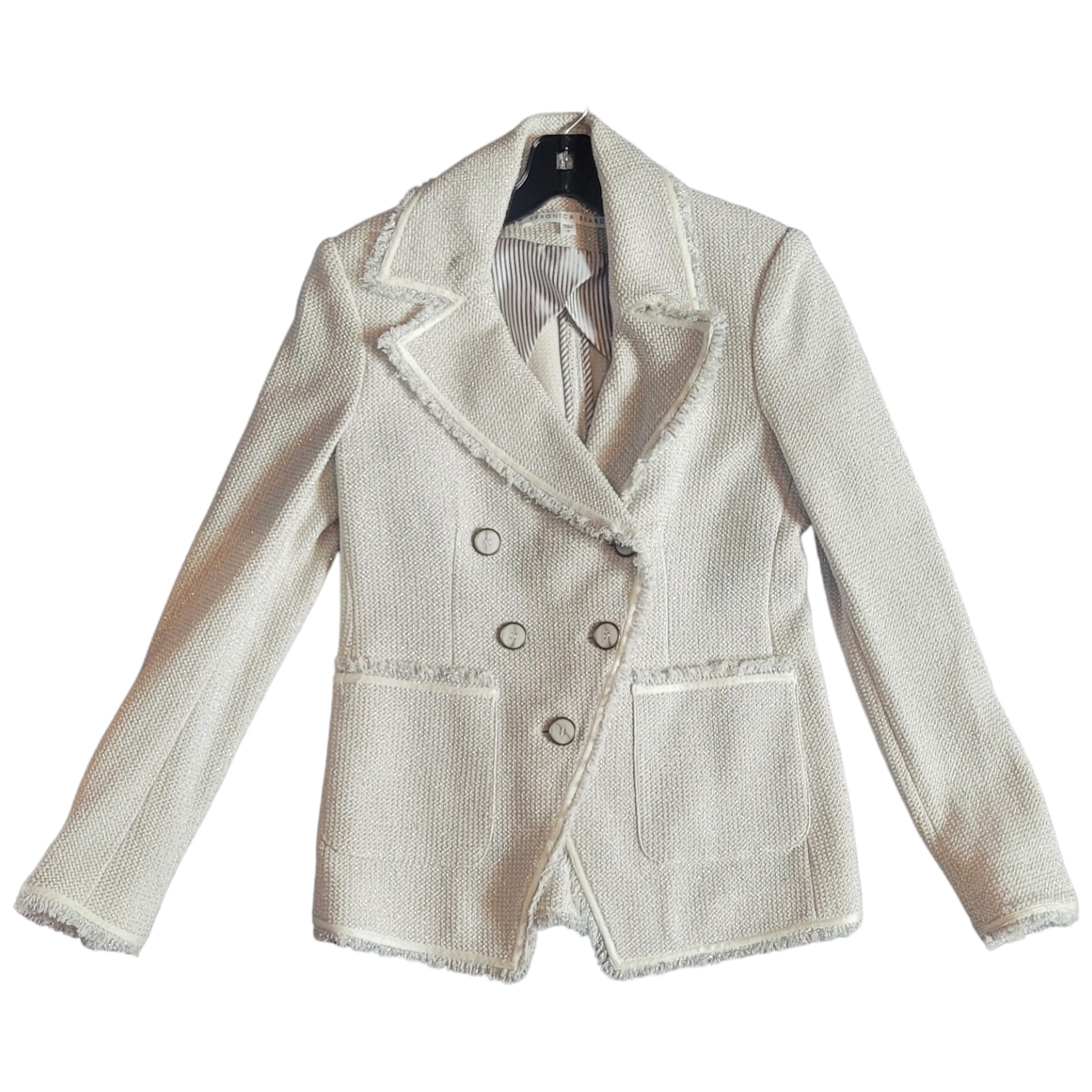 Veronica Beard Silver and Bone Tweed Blazer Size 0