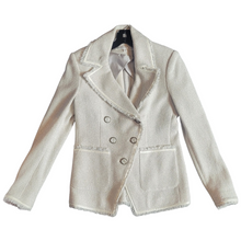 Load image into Gallery viewer, Veronica Beard Silver and Bone Tweed Blazer Size 0
