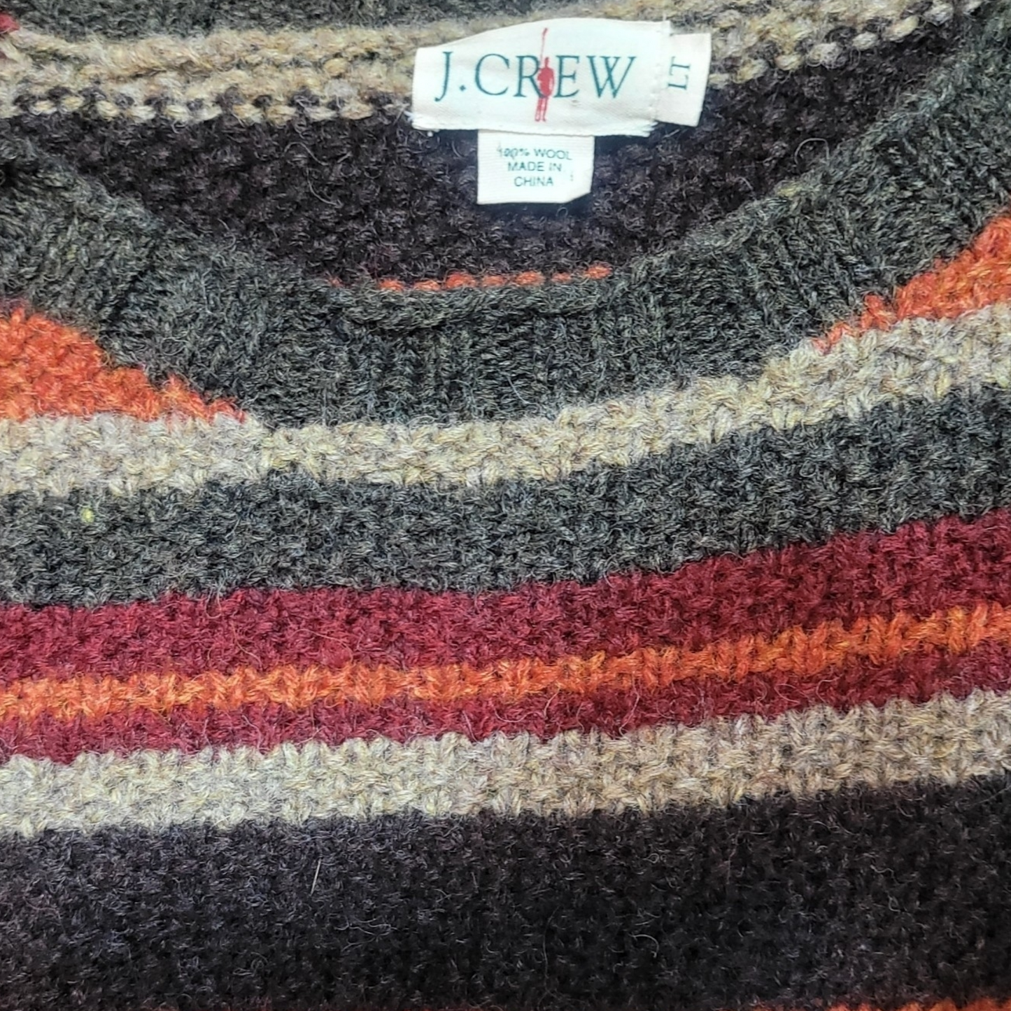 80s Vintage Crew Stripe Wool Sweater Oarsmon Logo Unisex Size XL -Lucille Golden Vintage