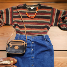 Load image into Gallery viewer, 80s Vintage Crew Stripe Wool Sweater Oarsmon Logo Unisex Size XL
