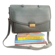 Load image into Gallery viewer, 1970s Coach Combination Lock Leather Briefcase Green Messenger Bag
