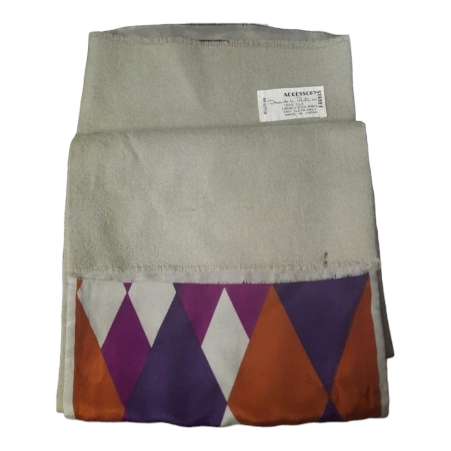 1970s Oscar de la Renta Silk & Wool Diamond Print Scarf