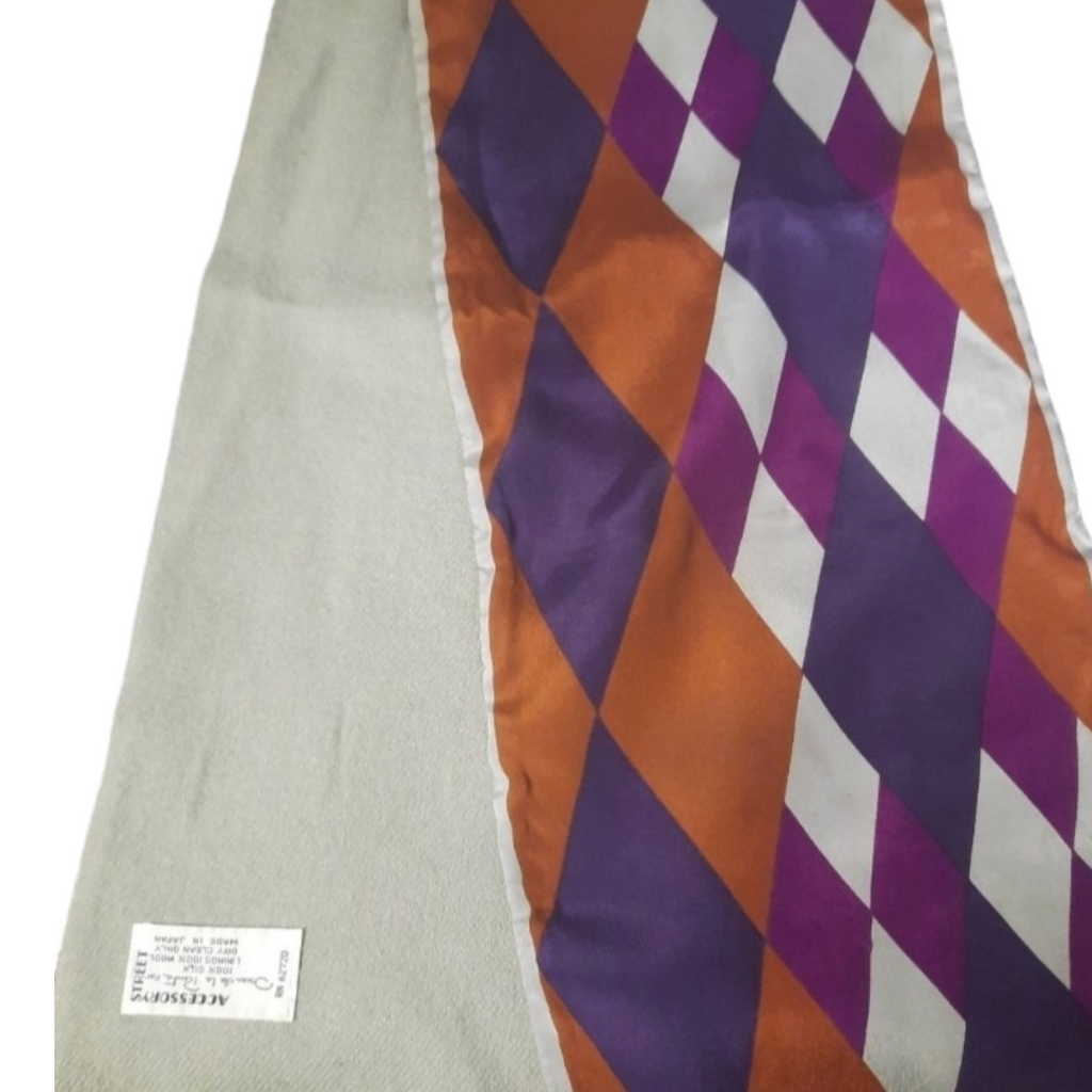1970s Oscar de la Renta Silk & Wool Diamond Print Scarf