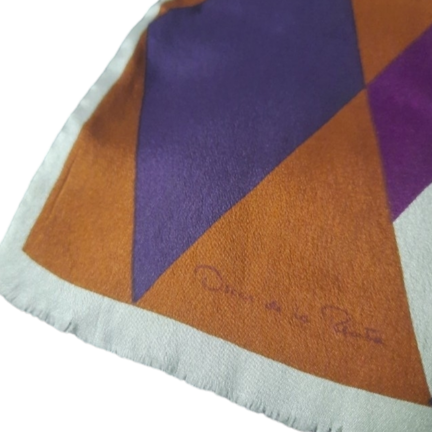 1970s Oscar de la Renta Silk & Wool Diamond Print Scarf