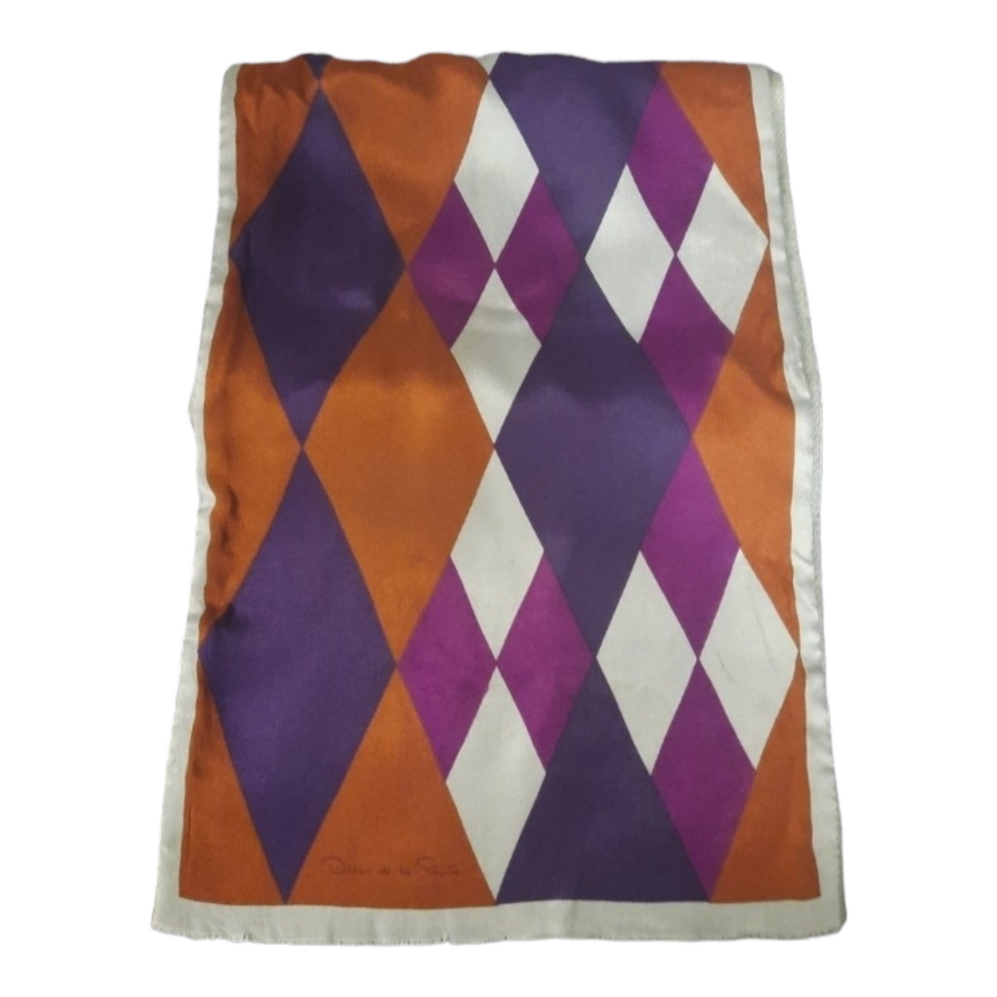 1970s Oscar de la Renta Silk & Wool Diamond Print Scarf
