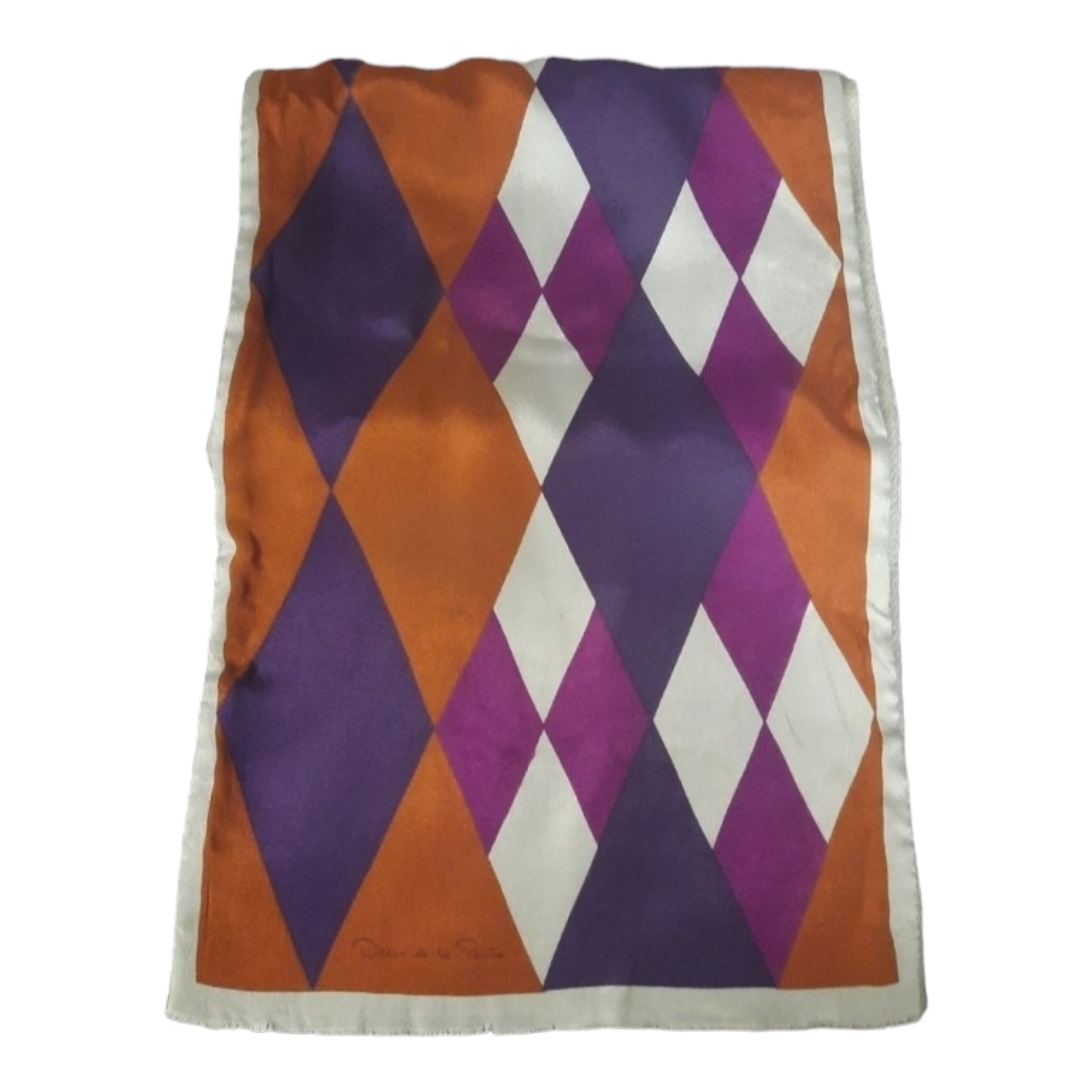1970s Oscar de la Renta Silk & Wool Diamond Print Scarf