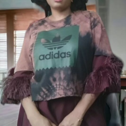 Addias Crop Black Cherry Tye Dye T - Shirt size XL