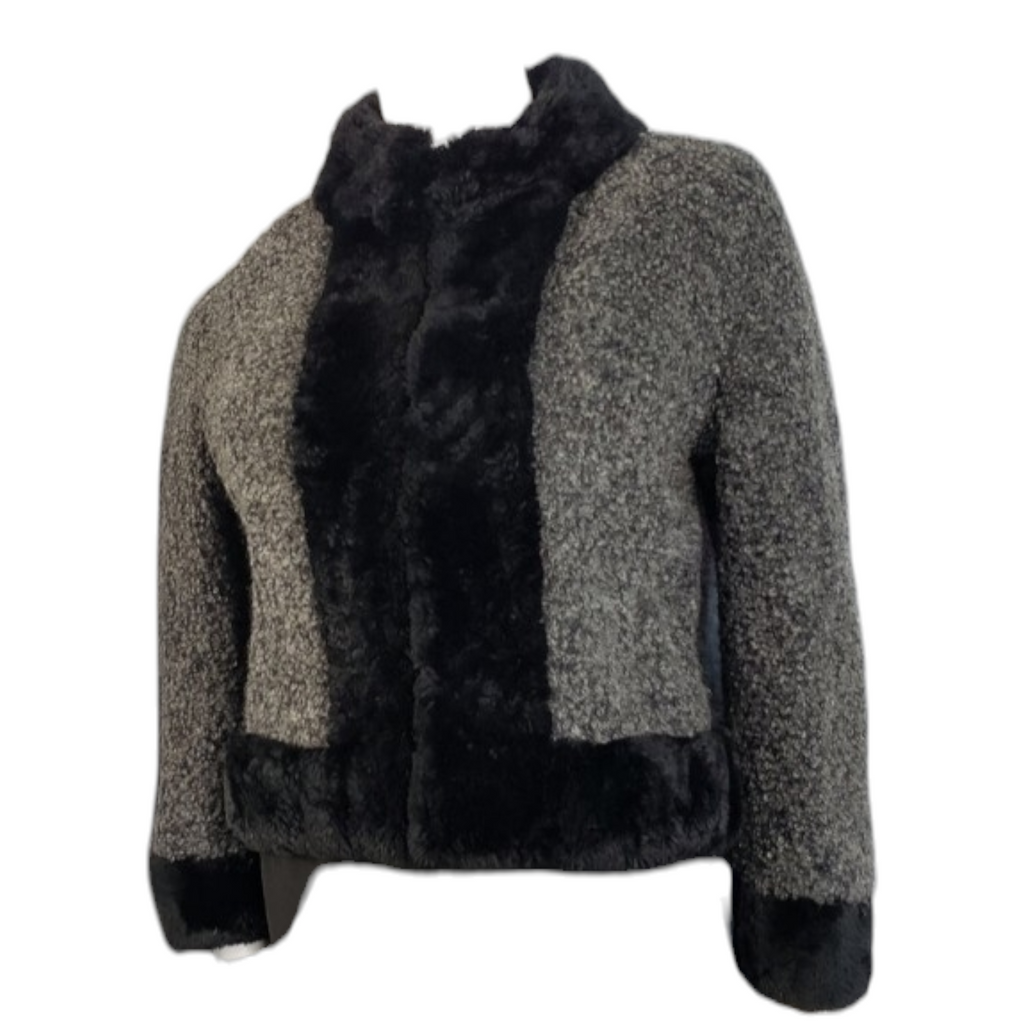 Vintage Seymour Fox Goldrings Couture Wool Boucle Faux Fur Collar Coat Jacket Size M