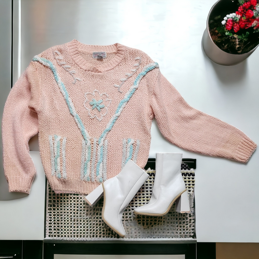 80s Womens Vintage Sweater Spice of Life Sweater Size M