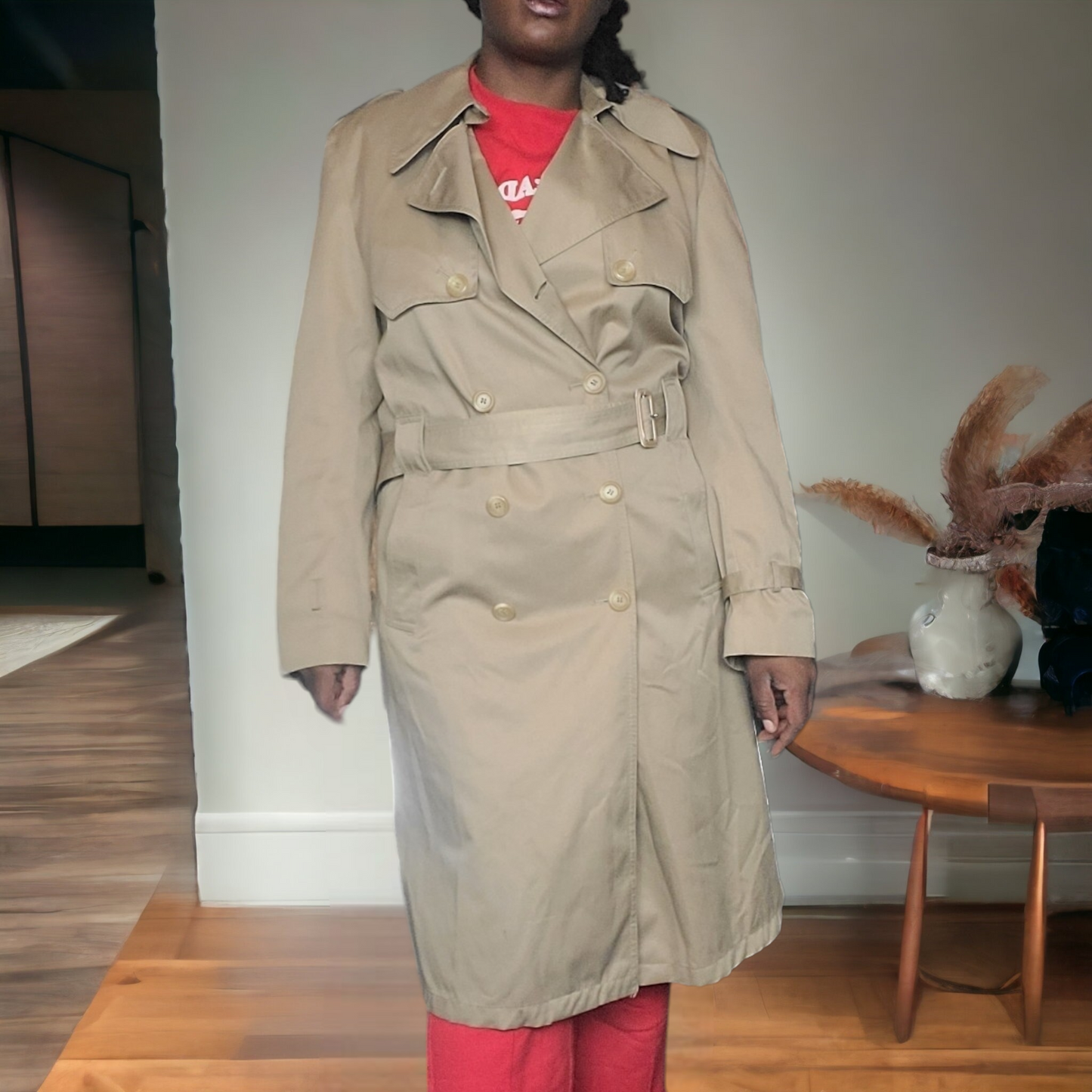 Vintage Trenchcoat Gender Neutral Tan Size L