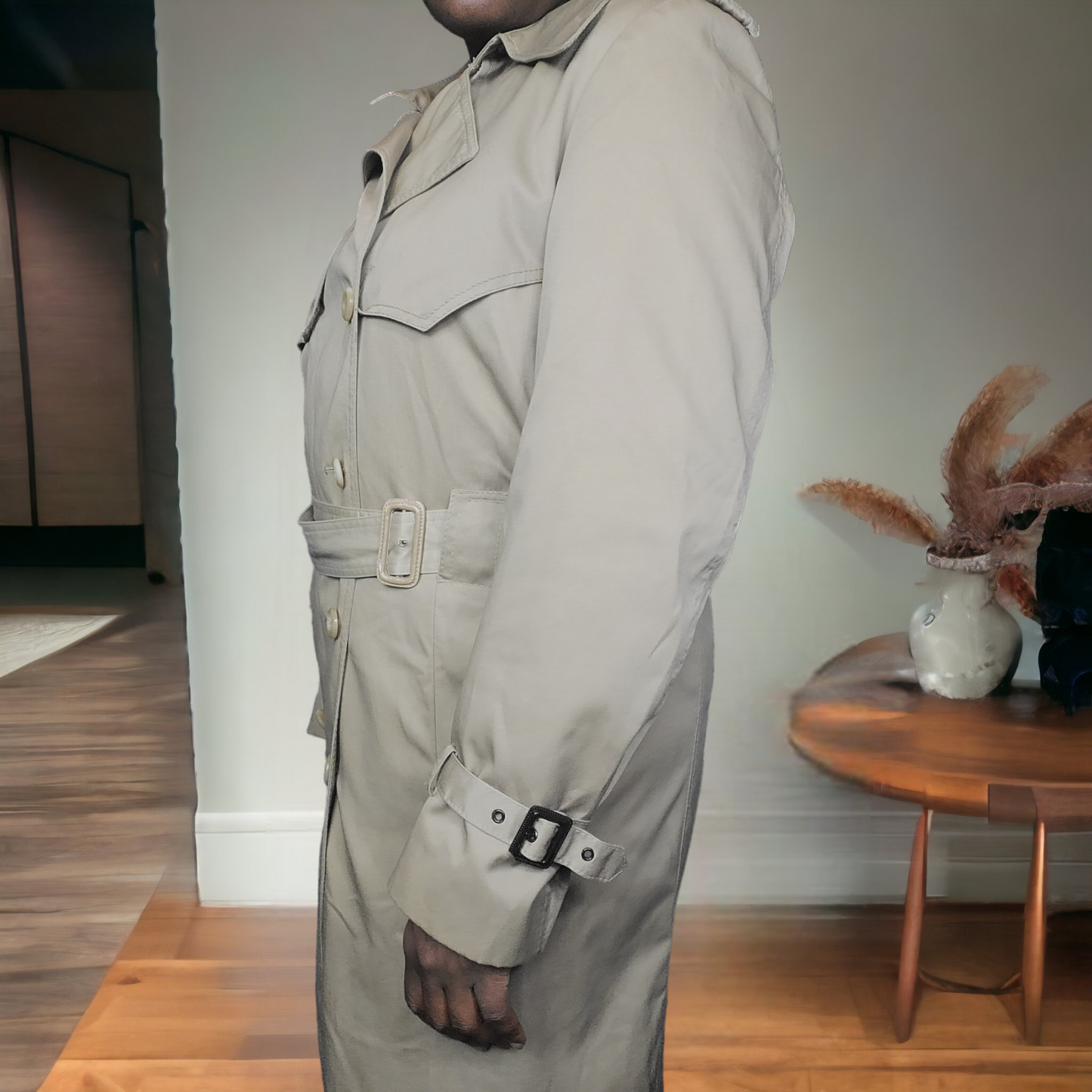 Vintage Trenchcoat Gender Neutral Tan Size L