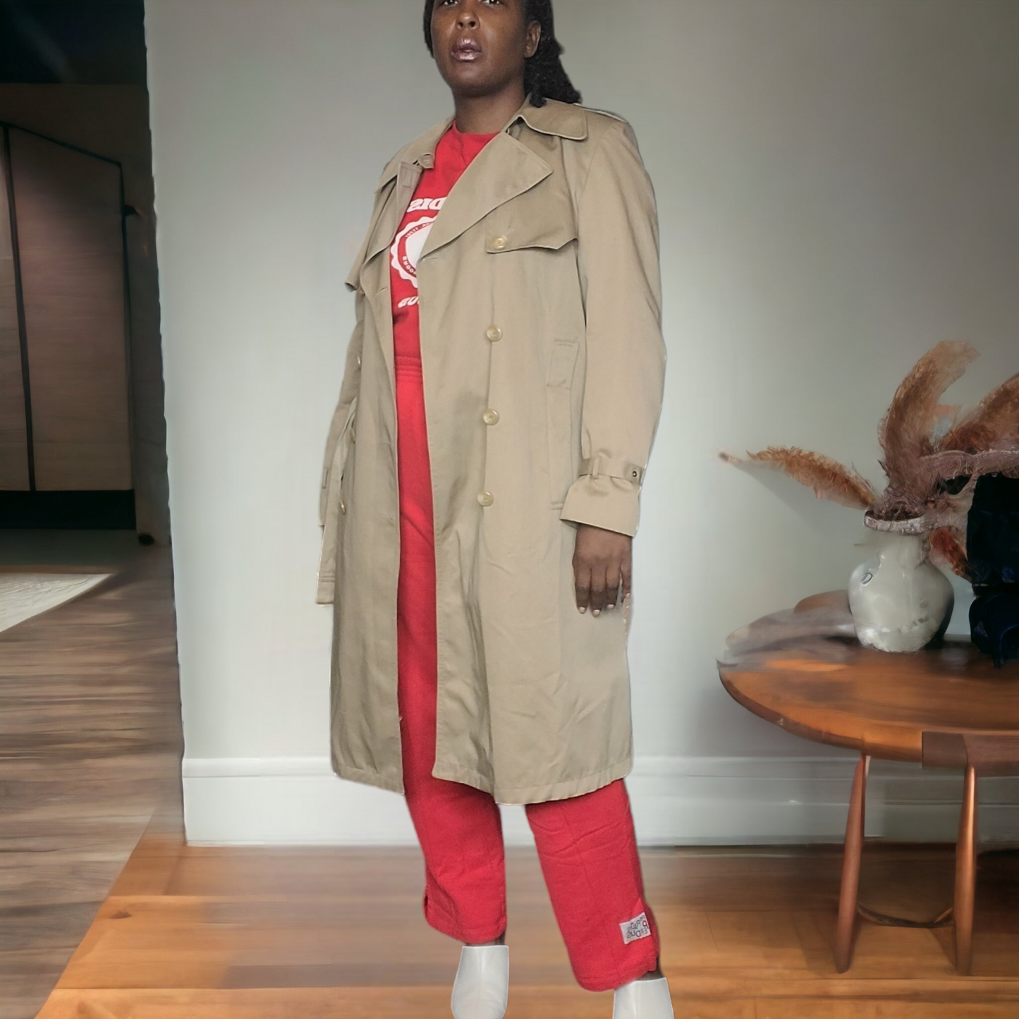 Vintage Trenchcoat Gender Neutral Tan Size L