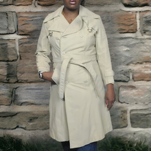 Load image into Gallery viewer, 70s Vintage Leather Trenchcoats Bone Belted Leather Trench Coat Size M
