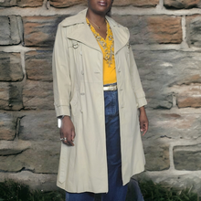 Load image into Gallery viewer, 70s Vintage Leather Trenchcoats Bone Belted Leather Trench Coat Size M
