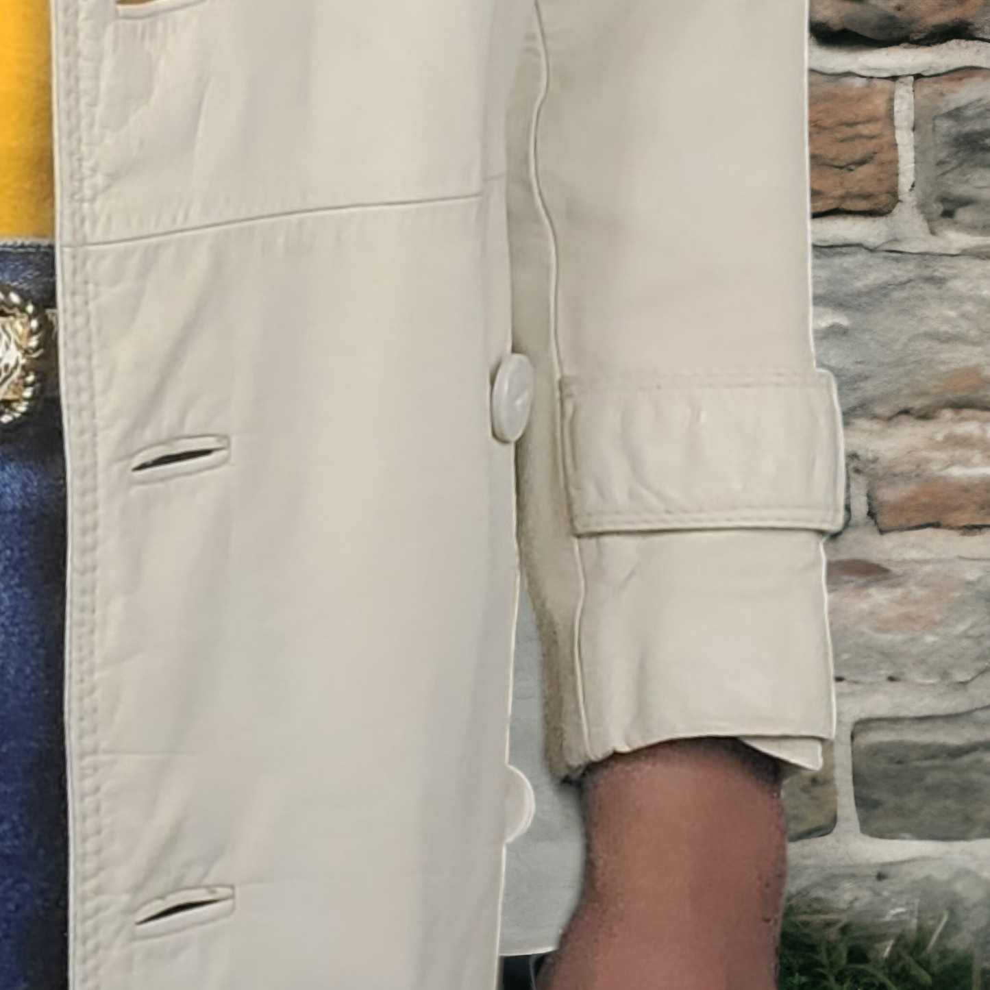 70s Vintage Leather Trenchcoats Bone Belted Leather Trench Coat Size M