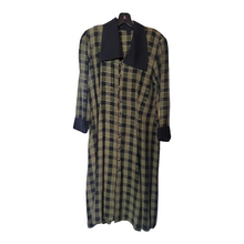 Load image into Gallery viewer, Vintage 1940s inspired 80s Green and Black Plaid Dress
