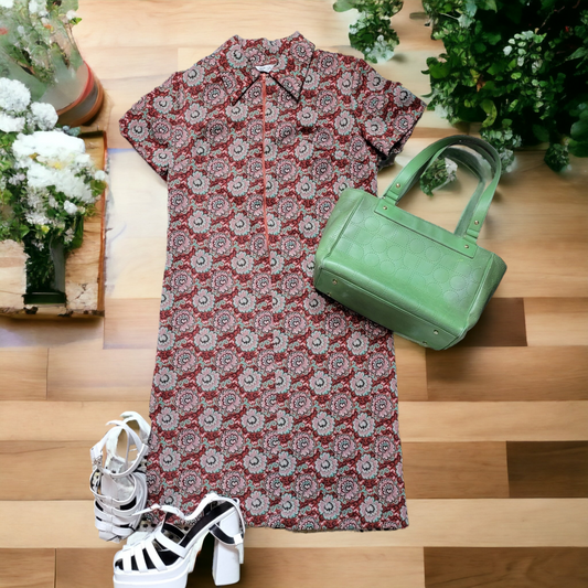 60s Vintage Floral Knit Dress Lady Blair Size M  Lucille Golden Vintage