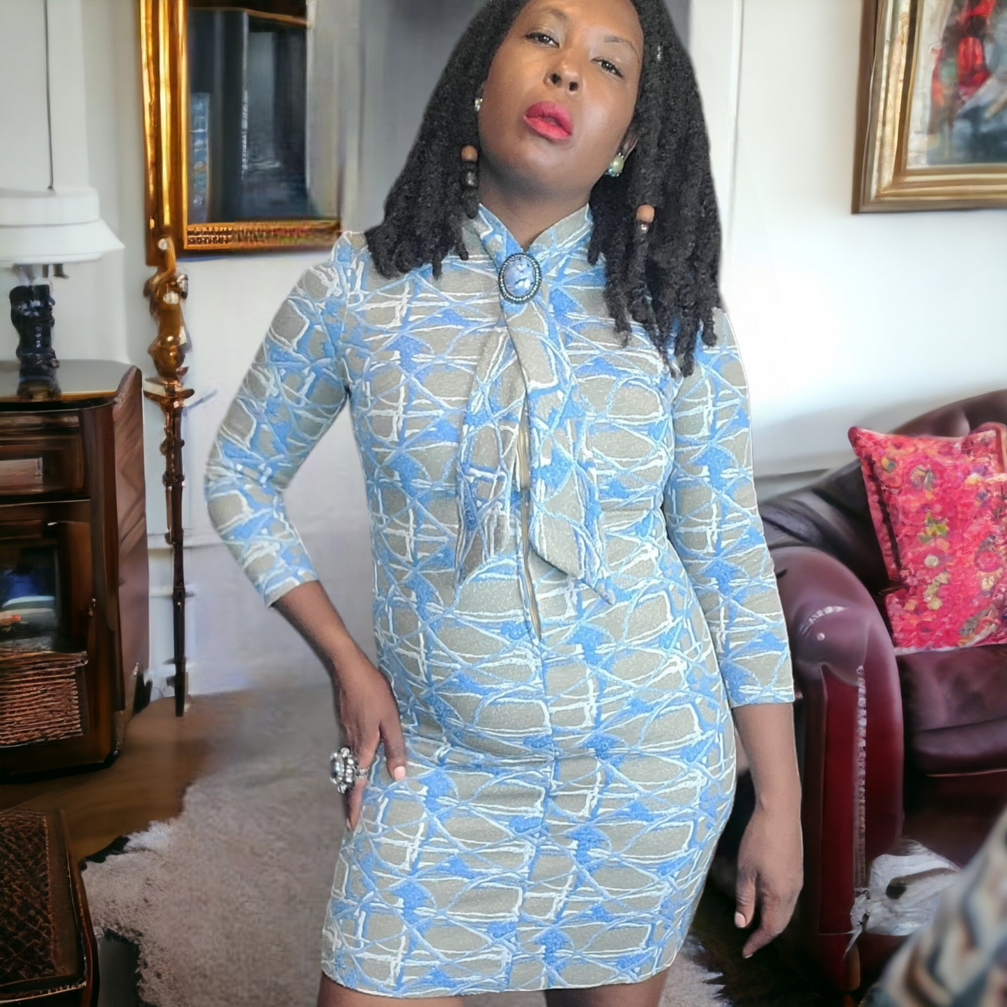 1960s Vintage Mod Knit Dress N.P.C. Fashions Size M