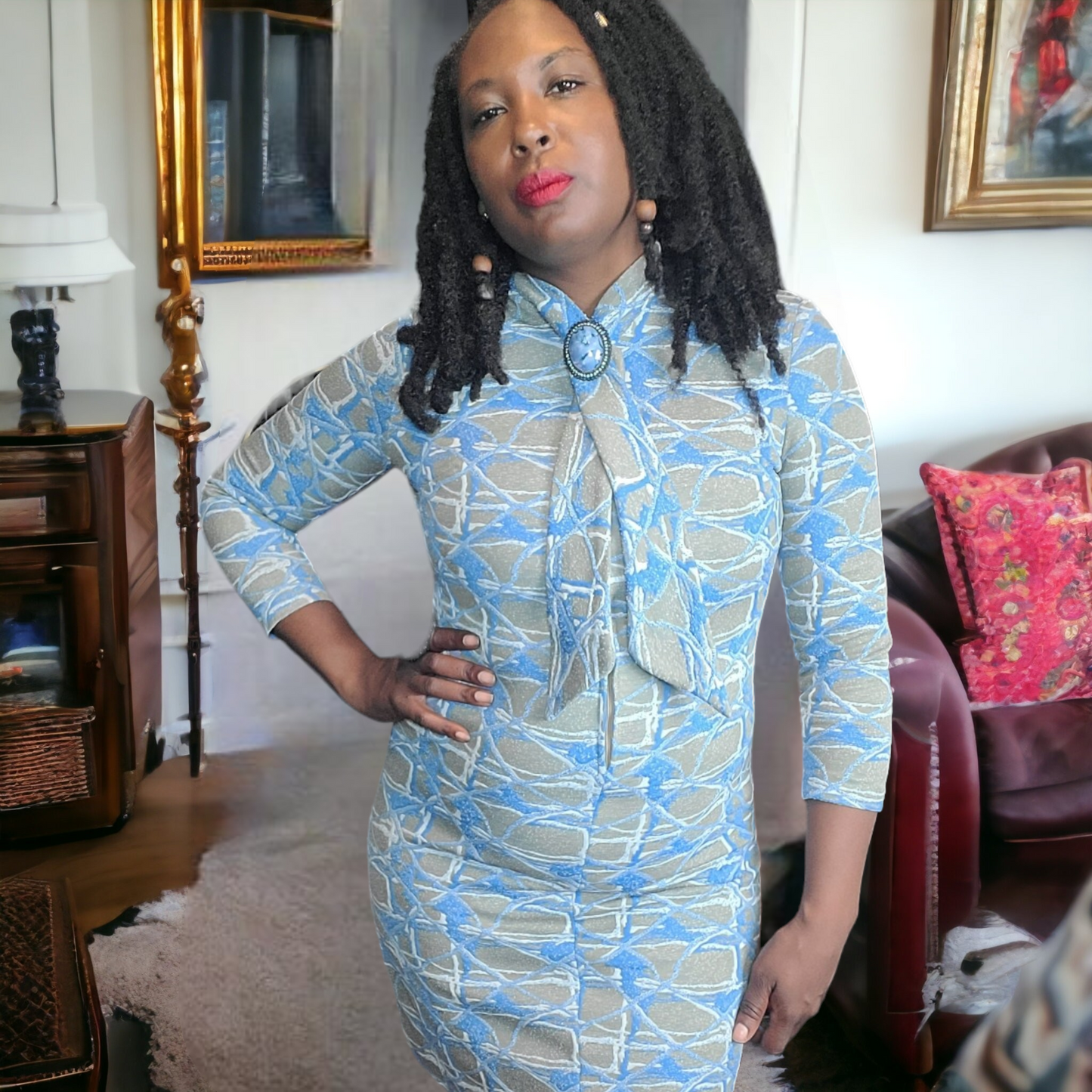 1960s Vintage Mod Knit Dress N.P.C. Fashions Size M