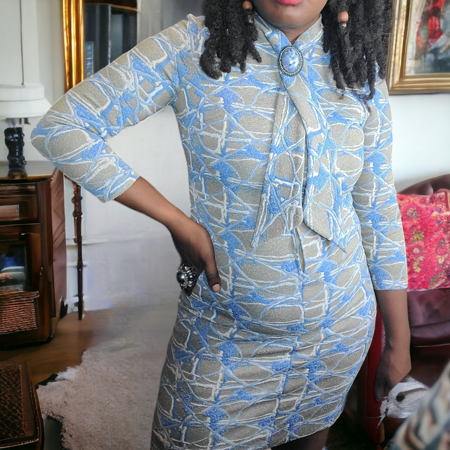 1960s Vintage Mod Knit Dress N.P.C. Fashions Size M