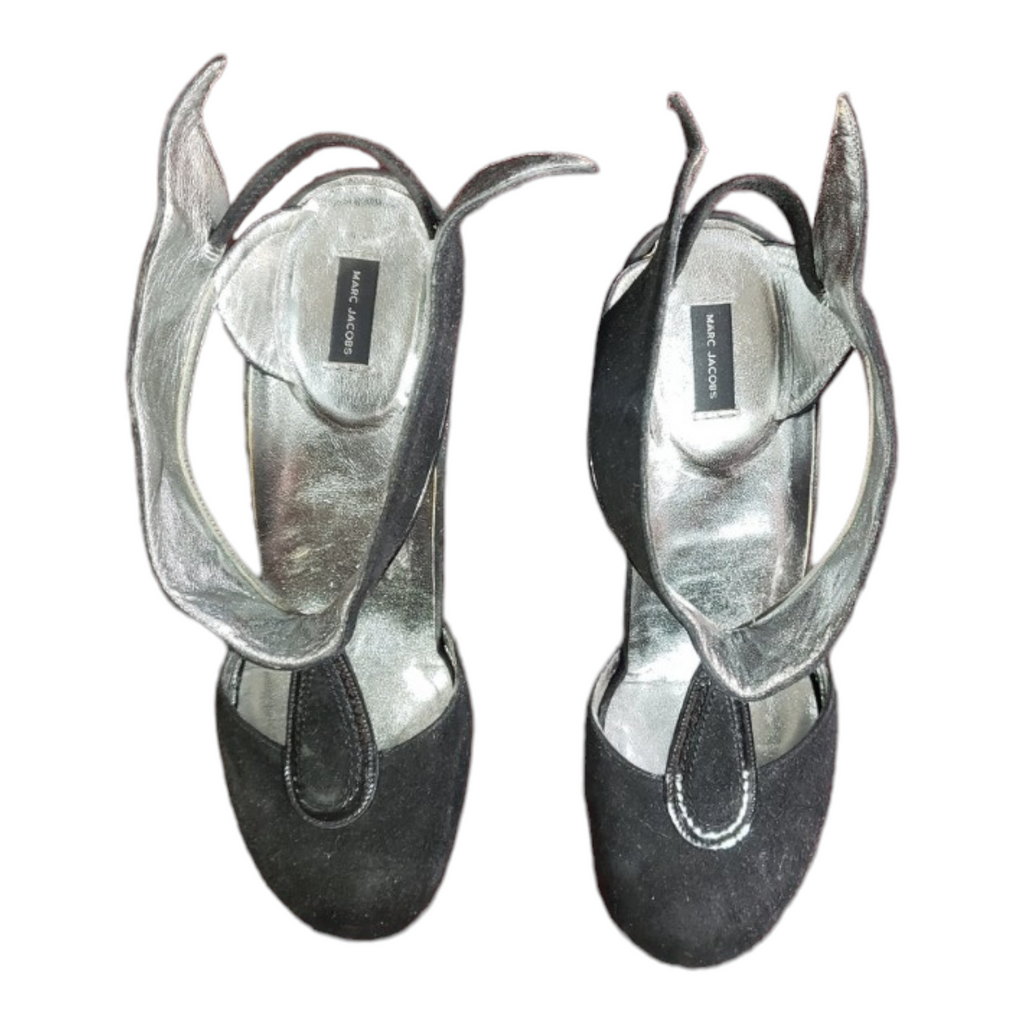 Marc Jacobs Black Suede Y-Strap Pumps size 36.5