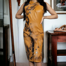 Load image into Gallery viewer, One of A Kind 90s Vintage Gucci Leather Dress Lucille Golden Vintage × Dig Ferreira Forged in Armor Hand Painted Leather Dress Size 8