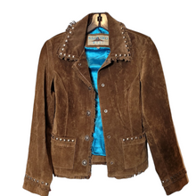 Load image into Gallery viewer, Vintage Suede Leather Cow Girl Jacket 1990s Saguaro West Size S
