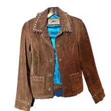 Load image into Gallery viewer, Vintage Suede Leather Cow Girl Jacket 1990s Saguaro West Size S
