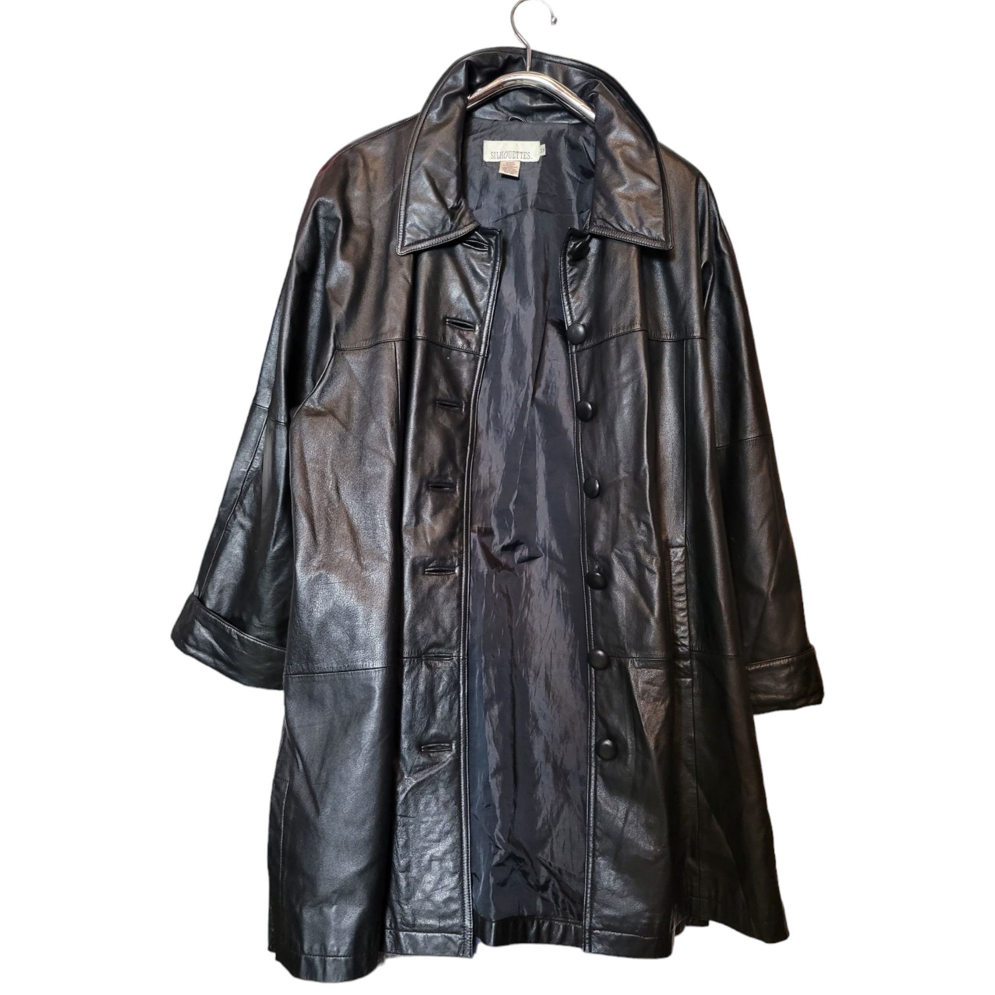 2000s Black Leather Swing Jacket Silhouettes Size 2X