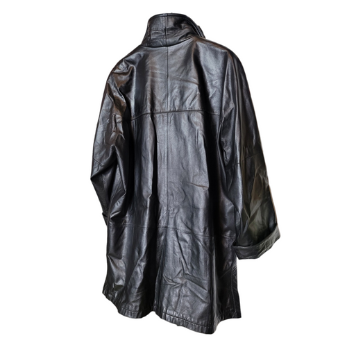 2000s Black Leather Swing Jacket Silhouettes Size 2X