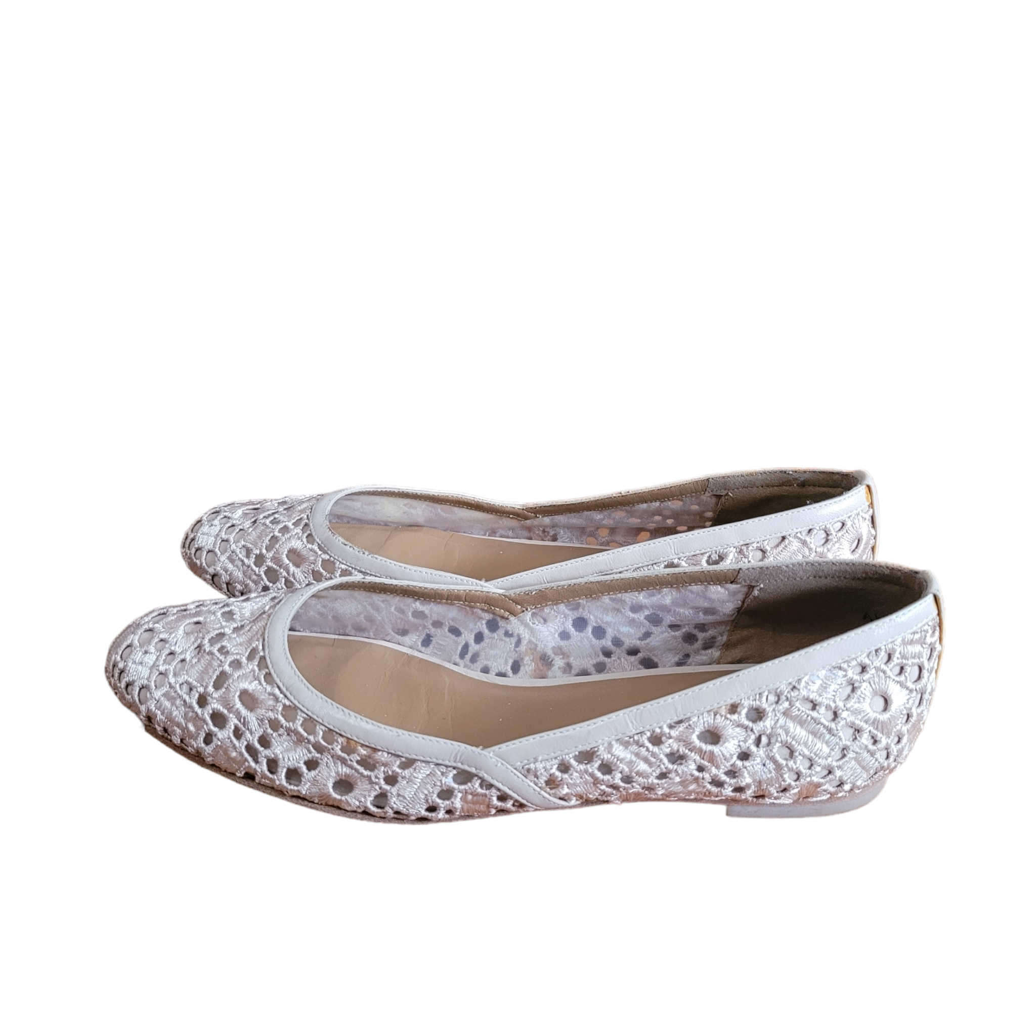 Stuart Weitzman Lace Ballerina Bridal Flats Size 9
