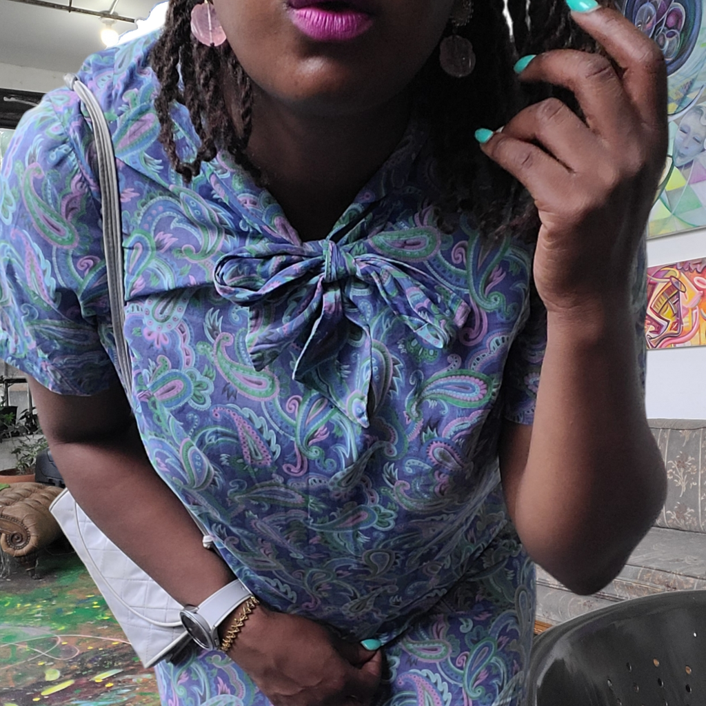 1950's Vintage Cotton Voile Purple Paisley Print House Dress Size L