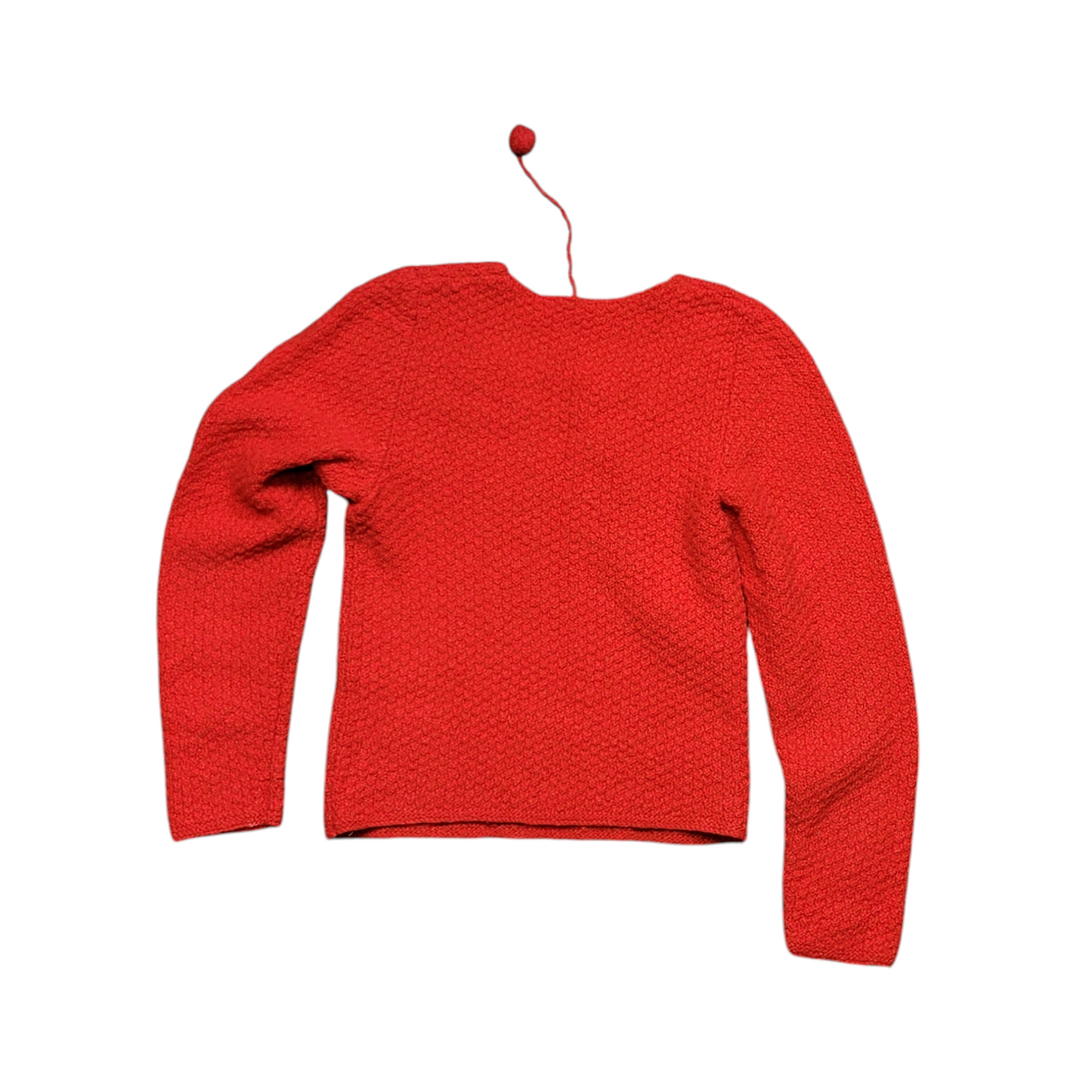 1960s Vintage Hand Made Crochet Red Knit Sweater, Keyhole Size M