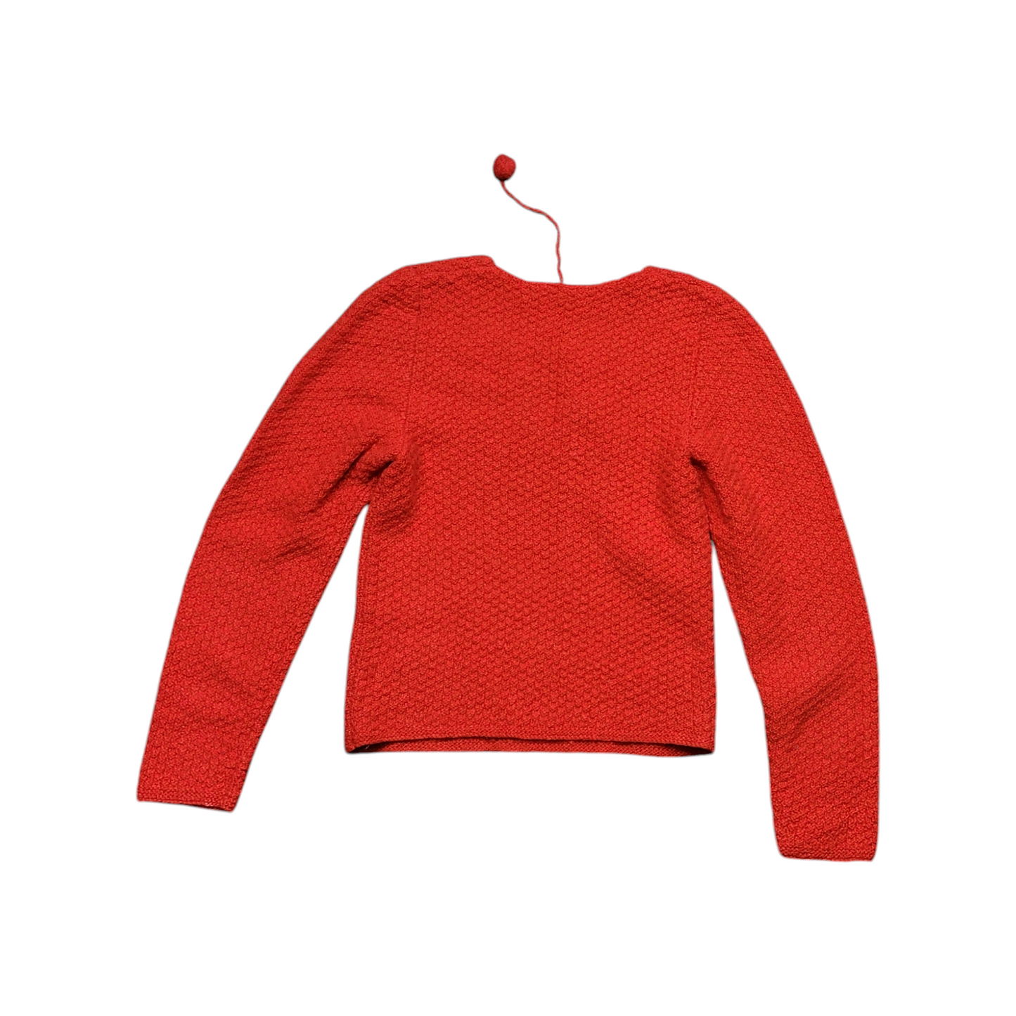 1960s Vintage Hand Made Crochet Red Knit Sweater, Keyhole Size M