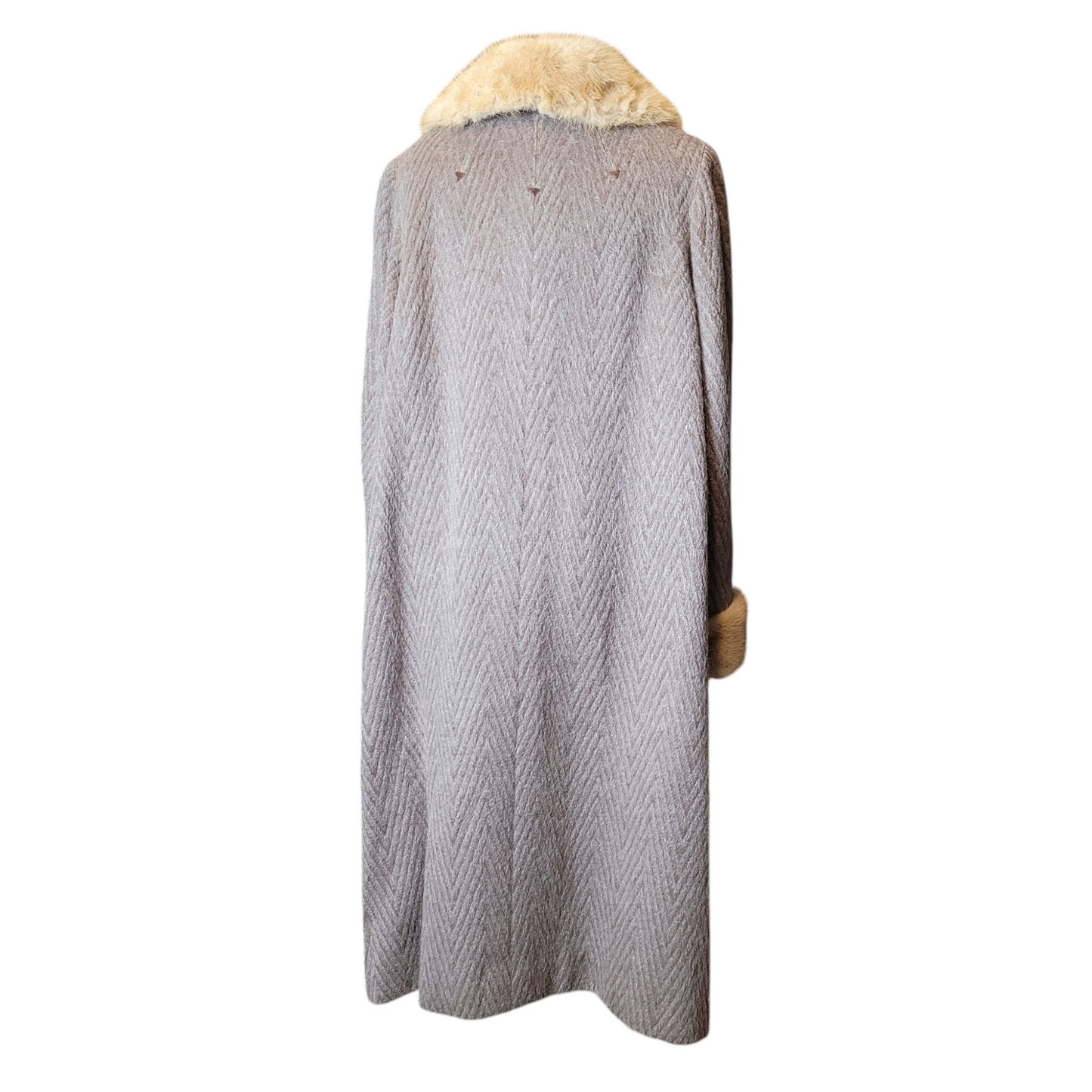 60s Heavy Vintage Womens Fur Trim Wool Coat Size XL