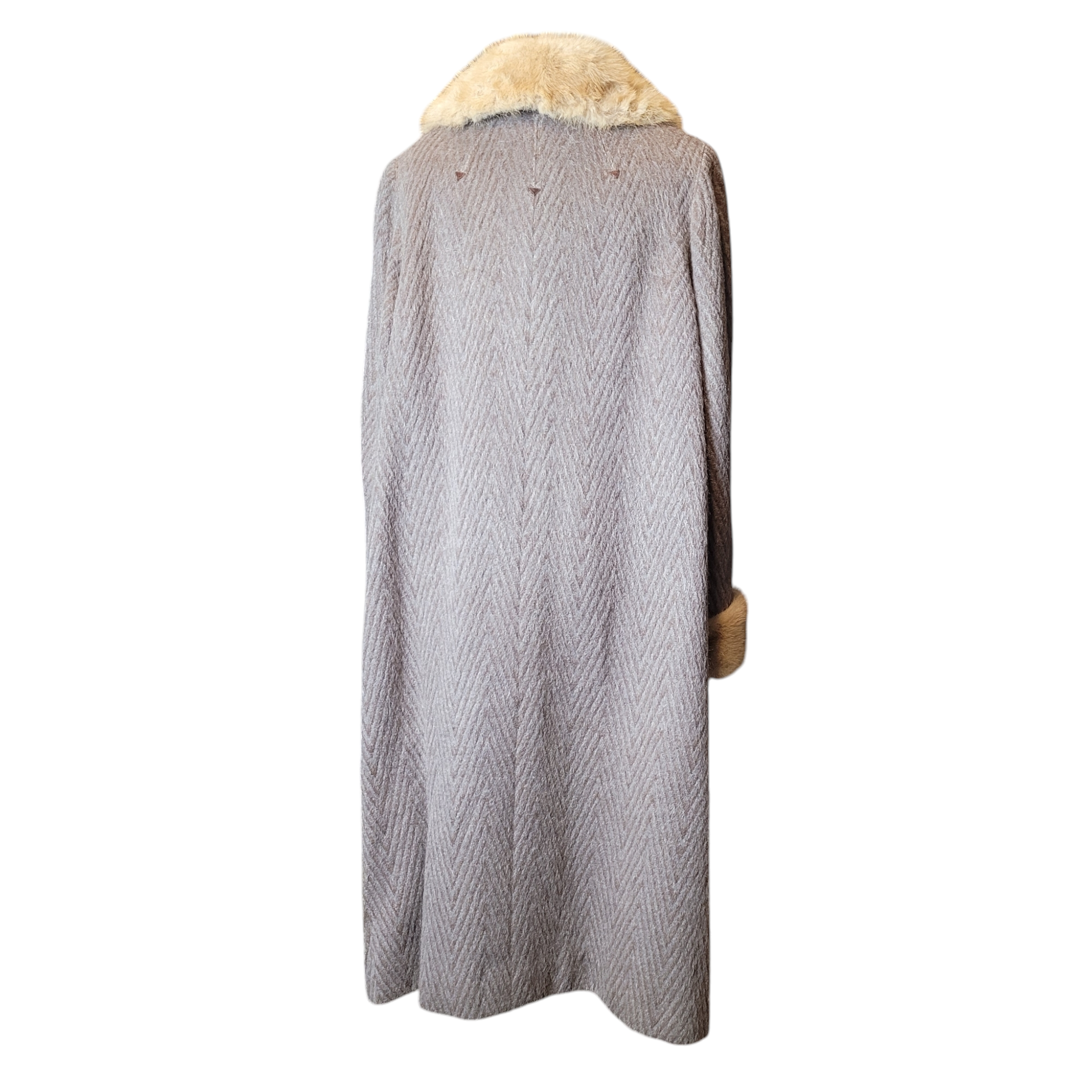 60s Heavy Vintage Womens Fur Trim Wool Coat Size XL