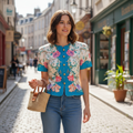 90s Vintage Maggy London Silk Baroque Blouse Size 4