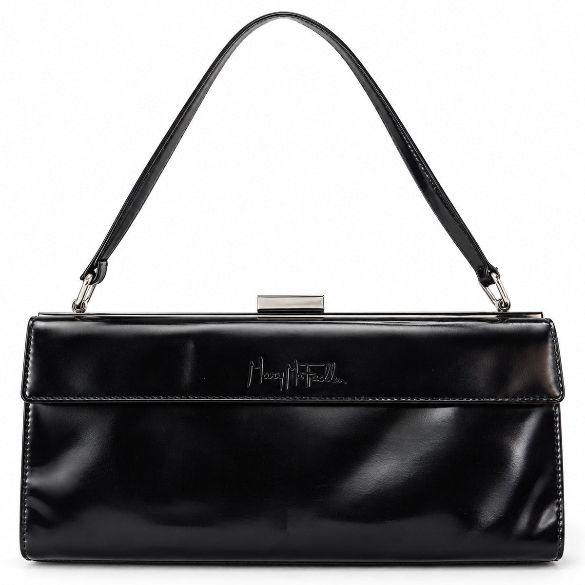 Mary McFadden vintage 3-in-1 handbag, solid black panel on white, editorial-enhanced image