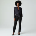 Lucille Golden Vintage, LLC Comme des Garçons navy cropped deconstructed tuxedo jacket with convertible lapel scarf.