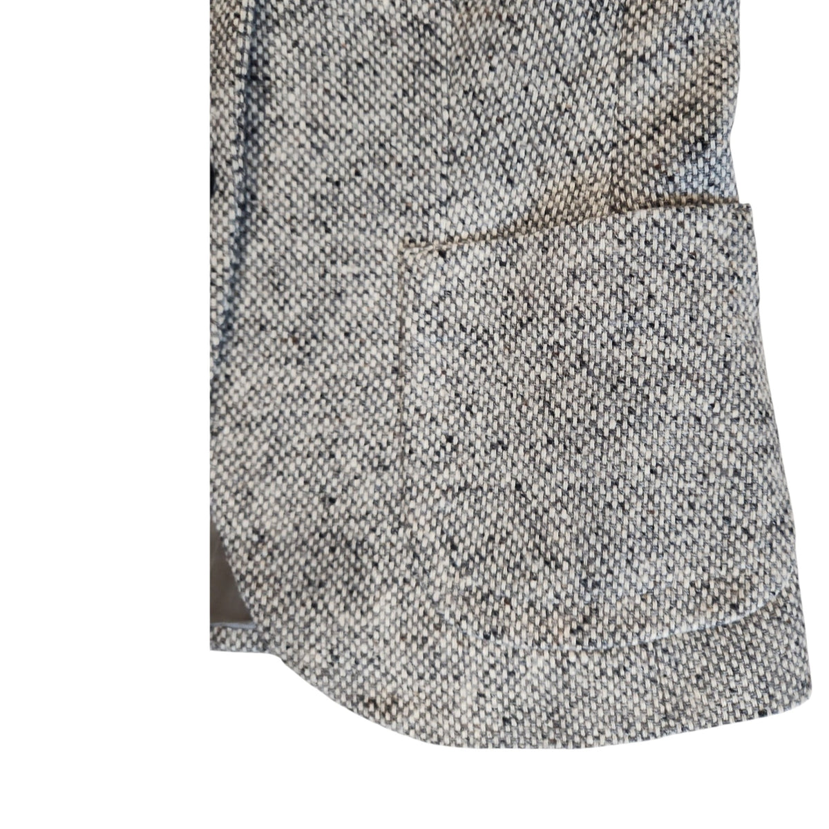 Lucille Golden Vintage, LLC grey and black salt-and-pepper wool-blend blazer with a front patch pocket