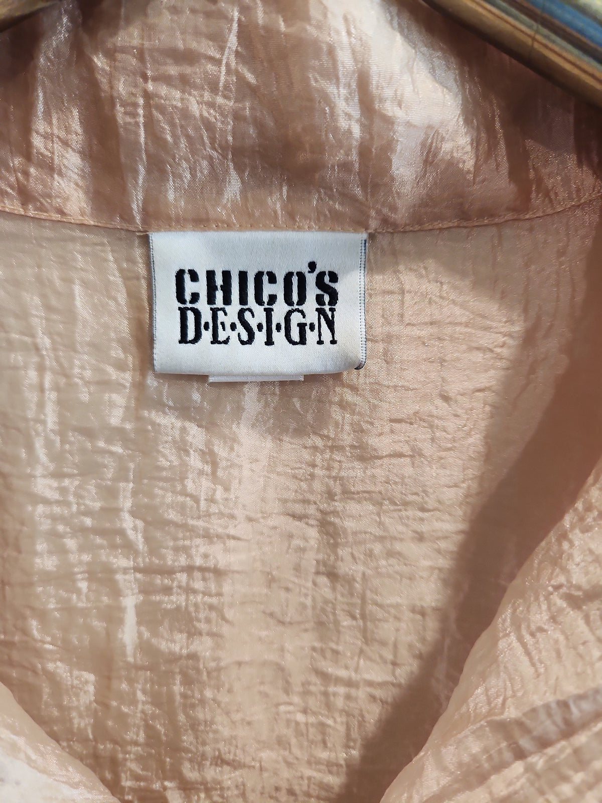 Lucille Golden Vintage, LLC peach crinkled texture button-down shirt with Chico's Design label