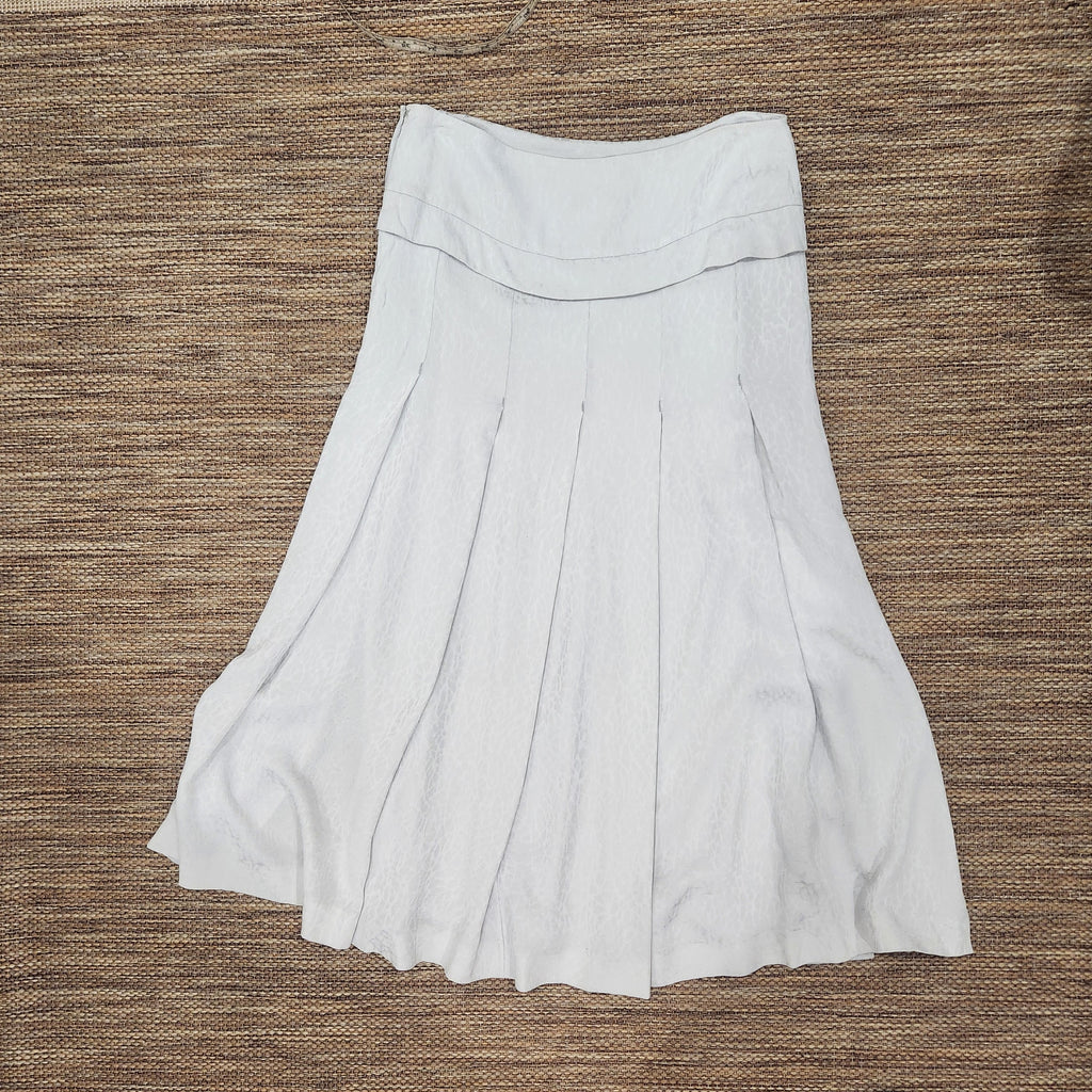 Lucille Golden Vintage, LLC Calvin Klein Collection pure silk midi skirt with subtle tonal pattern and delicate pleats