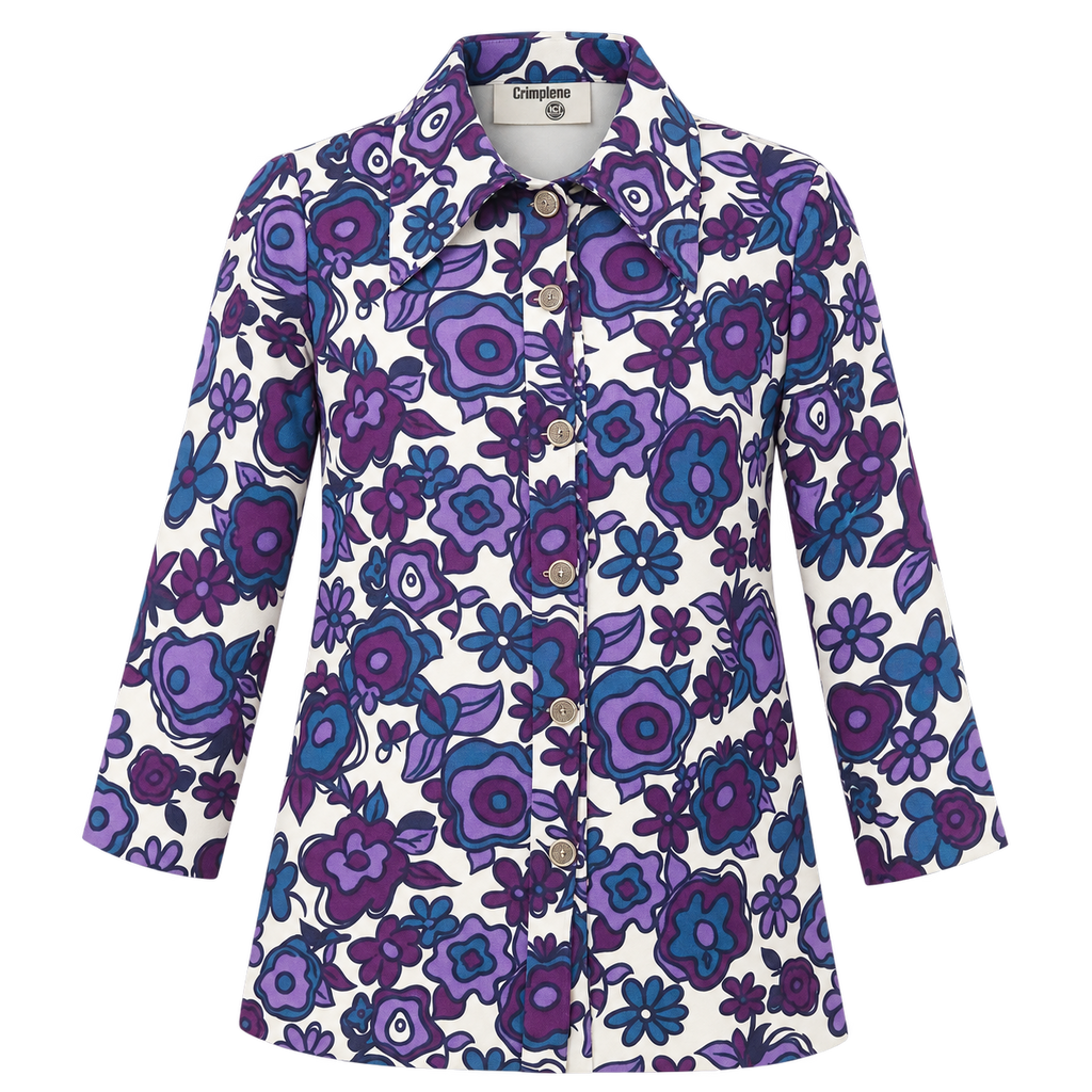 Vintage Floral Print Button Down Collared Shirt
