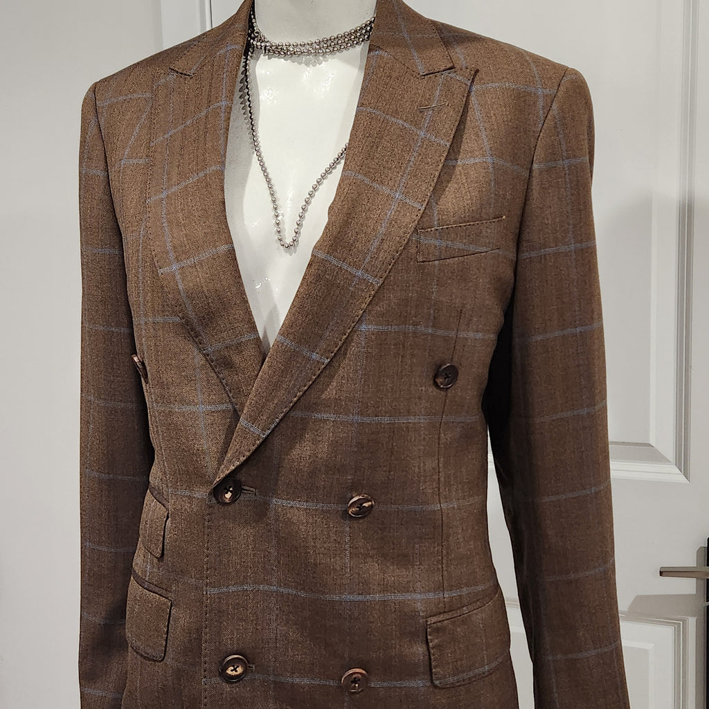 Garçon Couture Wool Windowpane Coat – Brooklyn 718 Collection | Modern Heritage Tailoring Size S