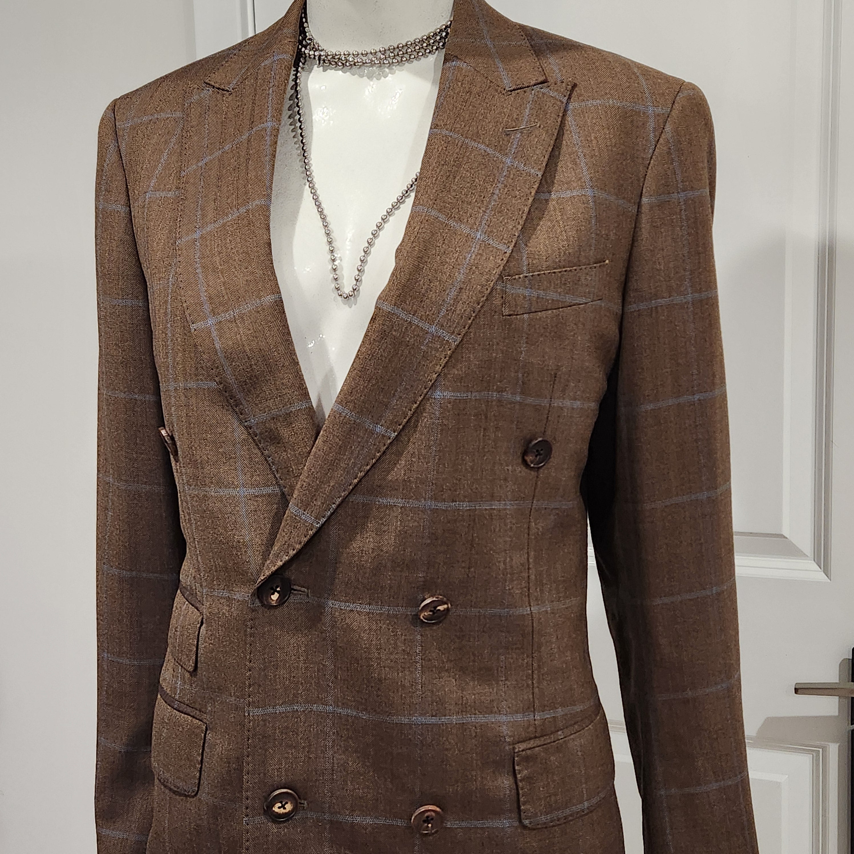 Garçon Couture Wool Windowpane Coat – Brooklyn 718 Collection | Modern Heritage Tailoring Size S