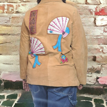 Load image into Gallery viewer, Vintage 1990s Suede Leather Embroidered Jacket Impressions by Rem Garson Size L
