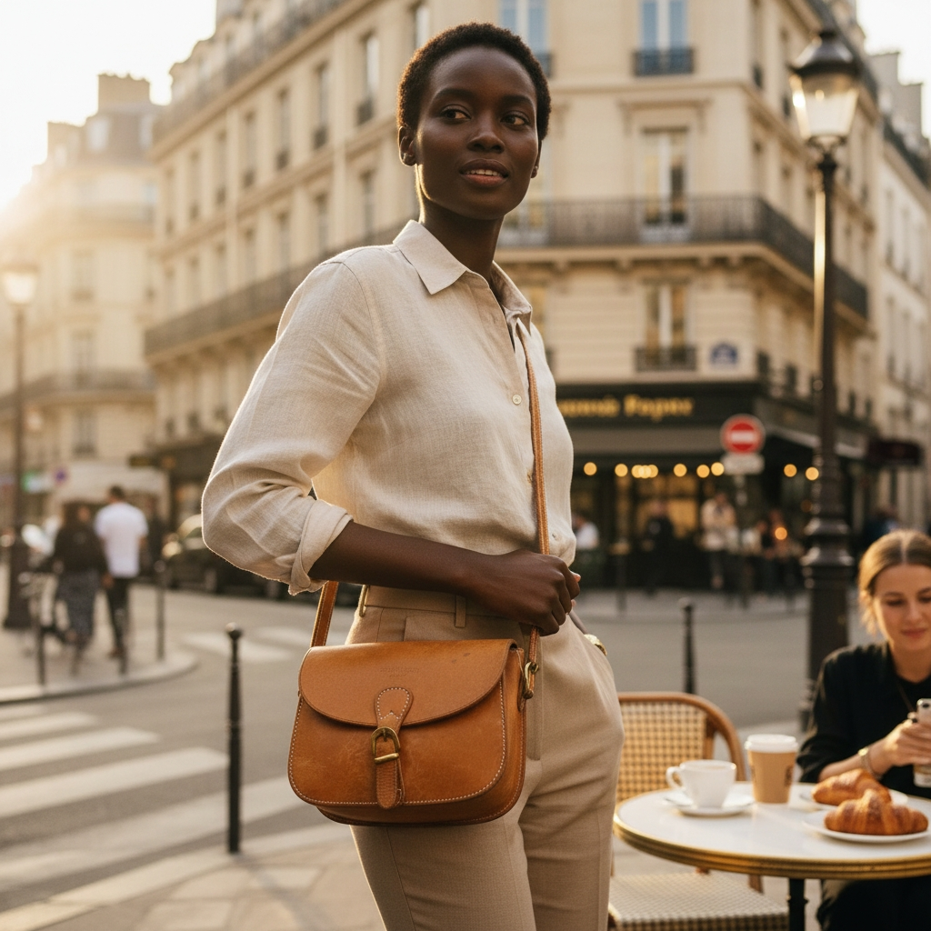 Courreges Paris Leather Crossbody Saddle Bag