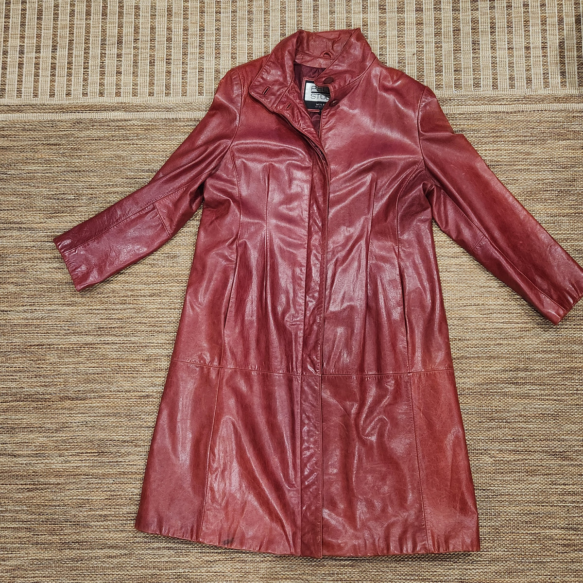 1990s Pelle Studio by Wilsons Oxblood Leather Long Coat — Size XL