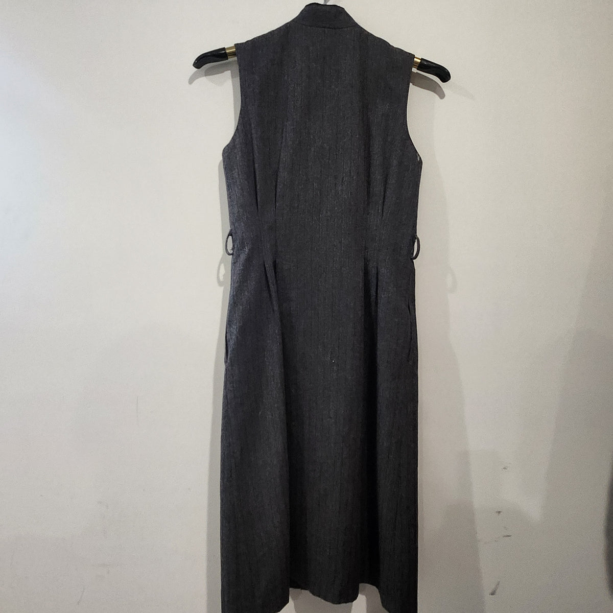 Vintage Sasson Wool-Blend Pinstripe Sleeveless Midi Dress