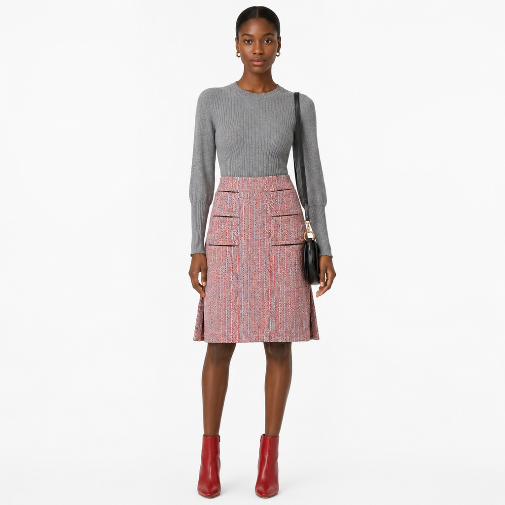 Carven Rose Tweed Skirt Size 36